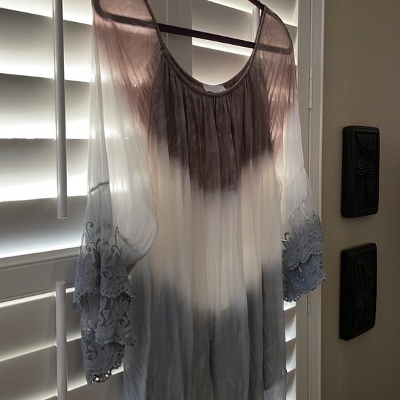 Luxurious boho-chic silk/viscose lined tunic top by Scandal Italy, size Large - Picture 10 of 11